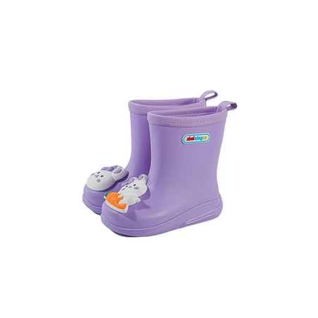 

Crocowalk Children Rain Boot Wide Calf Rubber Boots Cartoon Garden Shoes Kids Rainboot Outdoor Comfort Waterproof Purple Rabbit 9C