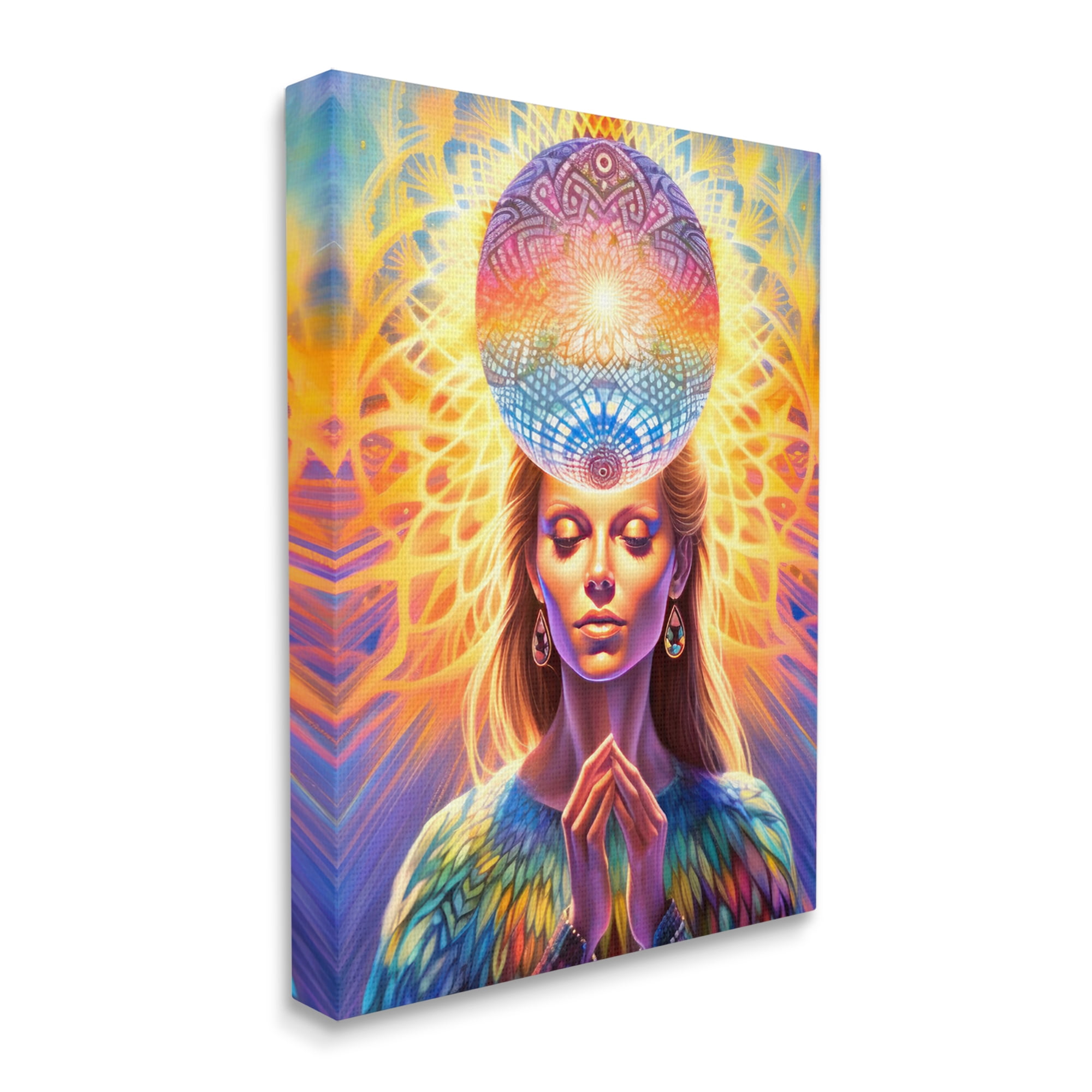 Stupell Industries Chakra Woman Fractals Abstract Painting Gallery Wrapped Canvas Art Print Wall Art, 16 x 20