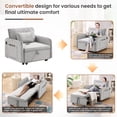 thumbnail image 5 of Muumblus Convertible 3-in-1 Sleeper Chair Bed with USB/Type-C Charging Ports, Compact Single Sofa, Gray Velvet, 5 of 9