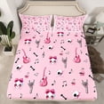 thumbnail image 2 of Homewish Kawaii Bowknot Skeleton Full Size Sheets, Cartoon Guitar Music Bed Sheets, Girly Pink Gothic Cartoon Sheet Sets, Microfiber Bedroom Decor, 4-Piece, 2 of 7