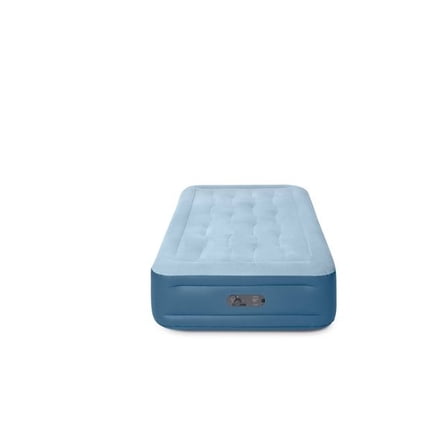 INTEX MID RISE HEXBEAM 14" ELECTRIC PUMP TWIN AIR MATTRESS PVC - BLUE