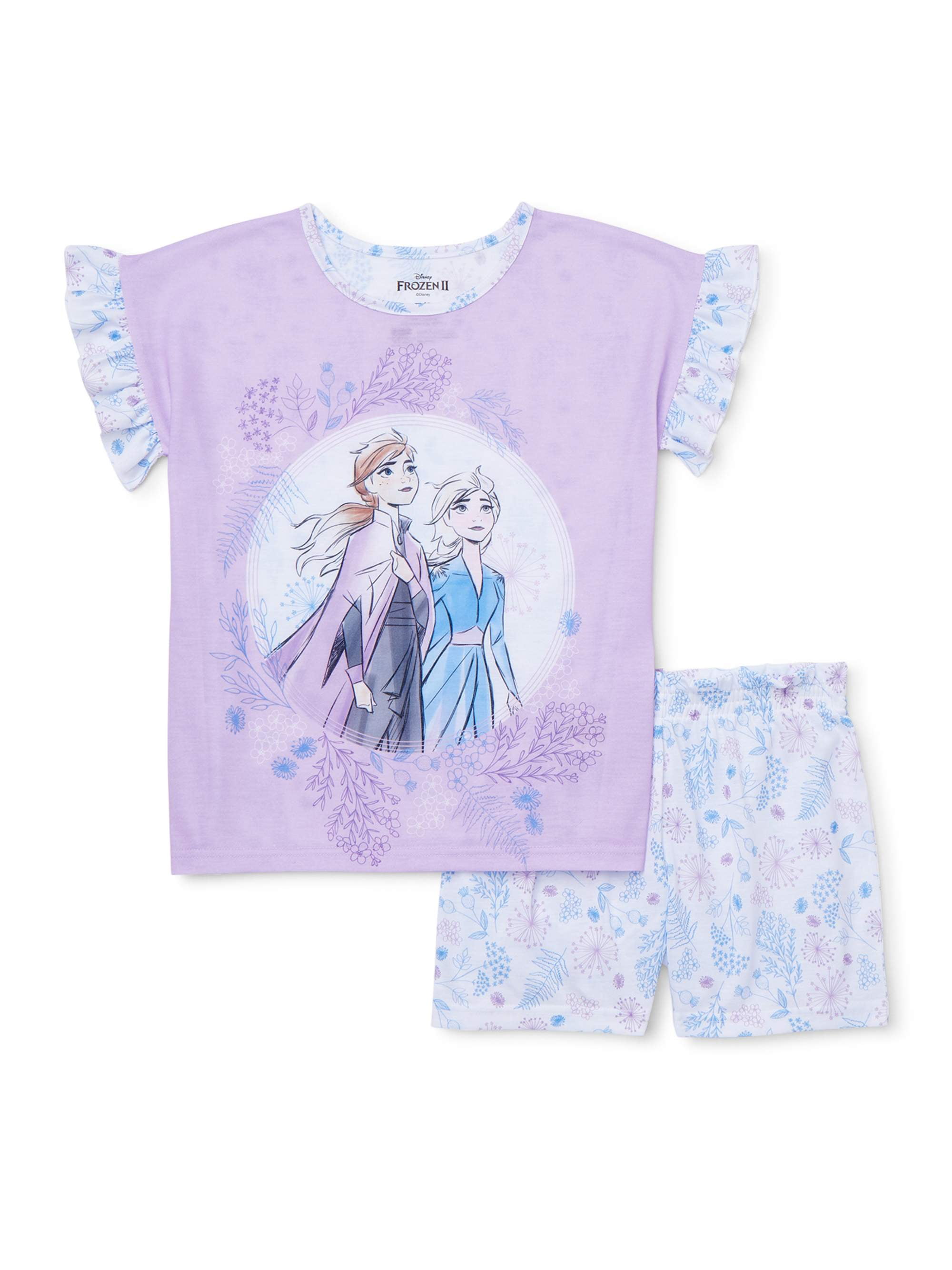 Girls Pyjamas PJs Set Short Sleeve FROZEN Princess Elsa Anna Disney Summer 