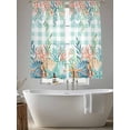 thumbnail image 5 of Summer Beach Sheer Curtains 2 Panels Set Ocean Colorful Coral Shell Seaweed Starfish Green Plaid Sheer Window Curtains Light Filtering Rod Pocket Voile Drapes for Bedroom Living Room 52"X72", 5 of 8