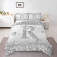 thumbnail image 3 of Homewish Grey Sequin Print R Full Size Comforter Sets for Kids, Romantic Diamond Love Heart Bedding Comforter Set, Fashion Mabrling Abstract Reversible Bedding Sets, Lightweight Room Decor, 3pcs, 3 of 8