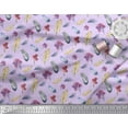 thumbnail image 3 of Soimoi Purple Rayon Fabric Feather & Floral Print Sewing Fabric Yard 56 Inch Wide, 3 of 5