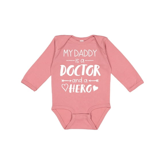 Inktastic My Daddy is a Doctor and a Hero Boys or Girls Long Sleeve Baby Bodysuit