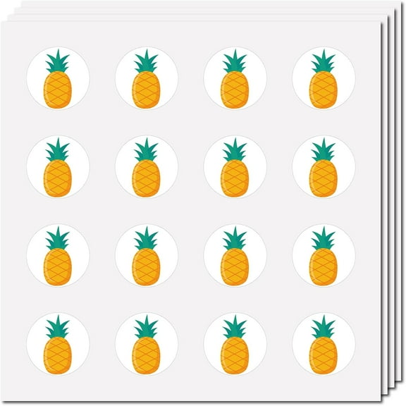 128Pcs Pineapple Stickers Fruit Decal Self-Adhesive Waterproof Sticker Round Bulk Cartoon Yellow Stickers for Water Bottles Laptop Luggage Cup Computer Diary Skateboard 2.5x2.5cm colorful