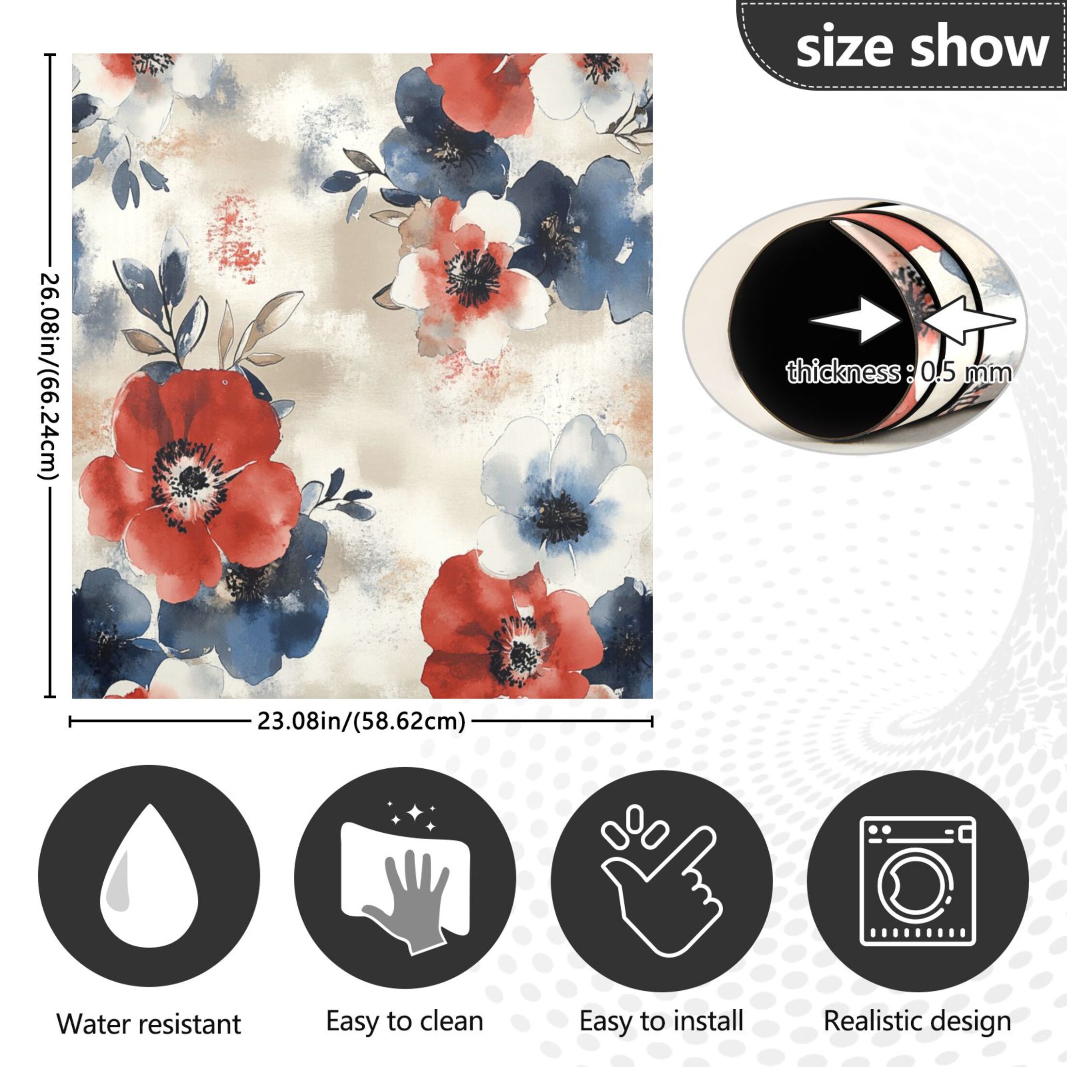 Dishwasher Magnetic Sticker 23x26 Inch Refrigerator Magnetic Sticker Washing Machine Magnetic Sticker Kitchen Panel Magnetic Sticker Home Decor Red and Blue Cartoon Flowers