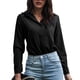 thumbnail image 1 of Blusa de mujer con cuello en V, manga larga, Color puro, fibra de poliéster suave, camisa cómoda para mujer para el trabajo diario, 1 of 6
