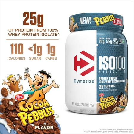 Dymatize ISO100 Hydrolyzed Whey Isolate Protein Powder, Cocoa Pebbles, 1.6 lb