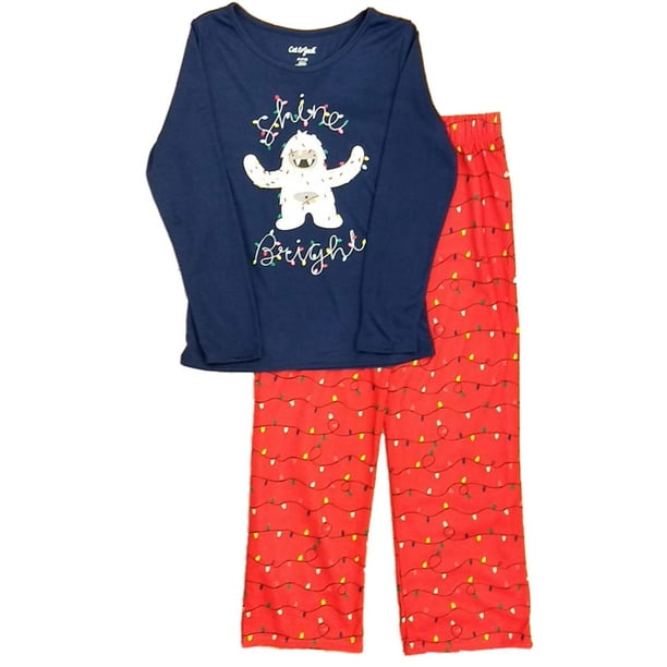 Cat & Jack Girls Shine Bright Holiday Pajamas Christmas Yeti Snowman
