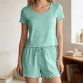 thumbnail image 4 of Womens Pajamas Sets Short Sleeve Tee and Shorts Two Piece Set Trimmed Loungewear Sleepwear, 4 of 7