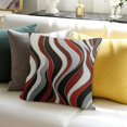 thumbnail image 3 of BANET  Throw Pillow Covers, Abstract Wave Pattern Gradient Burgundy Red Square Short Plush Pillowcase Soft Decorative Cushion Case for Sofa Bedroom Car 24x24in, 3 of 5
