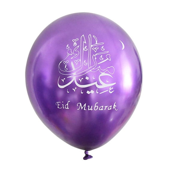 10Pcs Festival Foil Balloon Islamic Muslim Party Decor Metal Latex Balloons Eid Mubarak Balloons Ramadan Kareem Decoration PURPLE