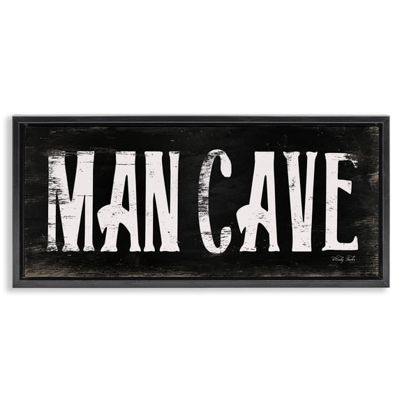 Stupell Industries Industrial Man Cave Black And White Black Floating Frame Canvas Art, 25 x 11, by Cindy Jacobs