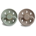 thumbnail image 2 of FRIGG Moon Natural Rubber Baby Pacifier 2-Pack, 6-18 Months, Sage/Portobello, 2 of 6
