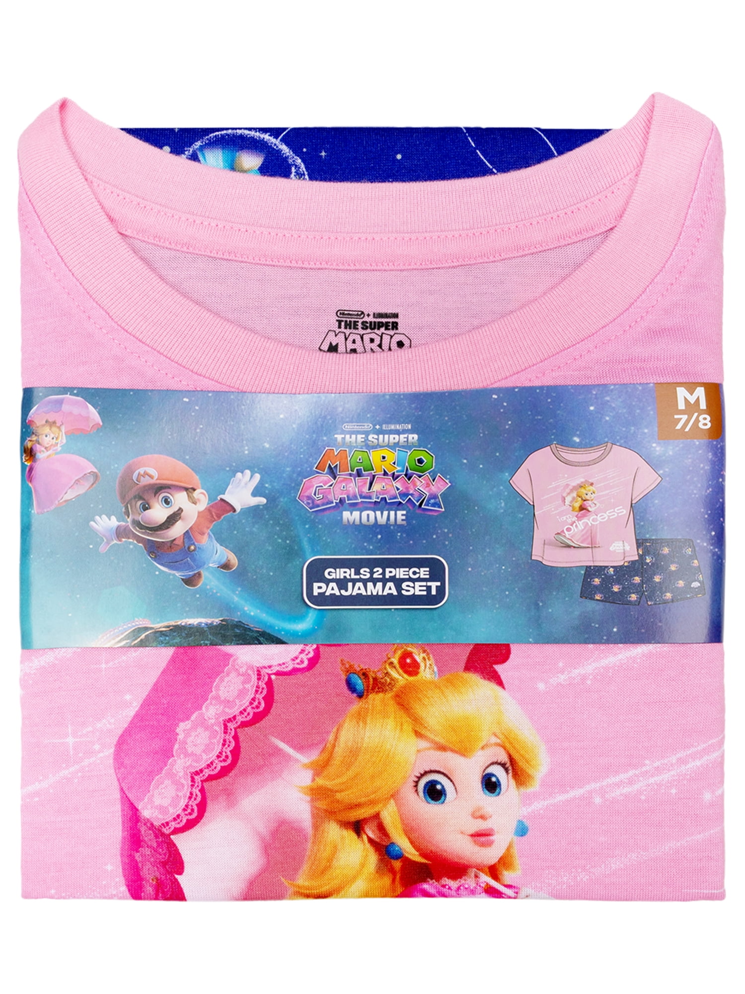 Super Mario Princess Peach Girls Short Sleeve and Shorts Pajama, 2-Piece, Sizes 4-12