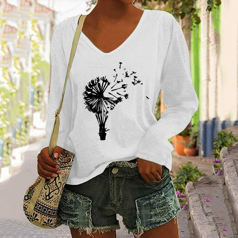 Athletic Wear for Woman Womens V Neck Top Printed T Shirt Loose