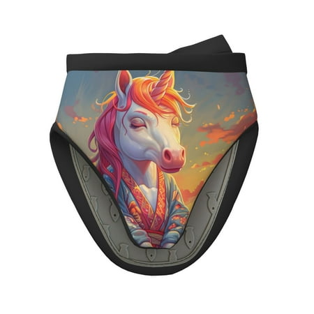 

Tebeau Meditating Cute Horse Print Short Oven Mitts Heat Resistant Silicone Kitchen Mini Oven Mitts Non-Slip Grip Surfaces and Hanging Loop Gloves