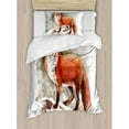 thumbnail image 3 of Fox Duvet Cover Set Queen Size, Watercolor Hand Drawn Red Fox with Bushy Tail Brushstrokes Tod Mammal, Decorative 3 Piece Bedding Set with 2 Pillow Shams, Burnt Sienna White Brown, by Ambesonne, 3 of 3