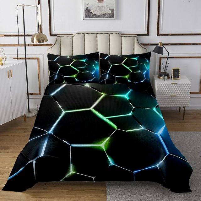 Erosebridal Modern Abstract Quilt Sets for Twin Size Bed, Striped Geometric Bed Set, Minimalst Decor, 2pcs