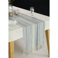 thumbnail image 4 of YQHWQ Chemin de Table Rayé Gris Tissé 15x72 Pouces Style Ferme, 4 of 5