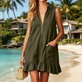 thumbnail image 7 of QUNYINEY Casual Dresses for Women Summer A Line Sleeveless Mini Sundress Collared Solid Ruffle with Pockets Loose Fit Dresses, 7 of 7