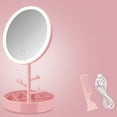thumbnail image 3 of Makeup Mirror Round Shape with Lamp 3 Gears Adjustment Rechargeable Desktop Mirror Storage Base, 3 of 7