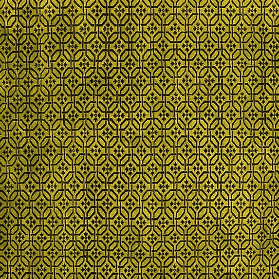 Ahgly Company Indoor Square Oriental Yellow Industrial Area Rugs, 6' Square
