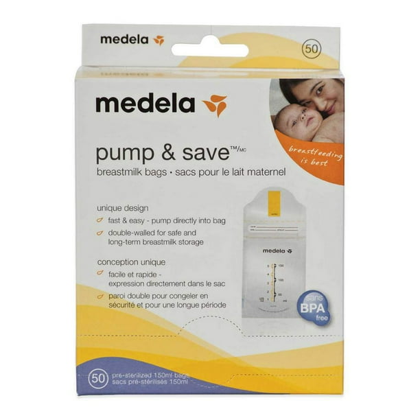 Medela Pump & Save - 25 Sacche Per Conservazione Latte Materno, Adatte A Frigo E Congelatore