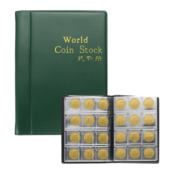 Álbum de monedas con 120 fundas, libro de almacenamiento de cartón para monedas de 2"x2" para coleccionistas (Verde)
