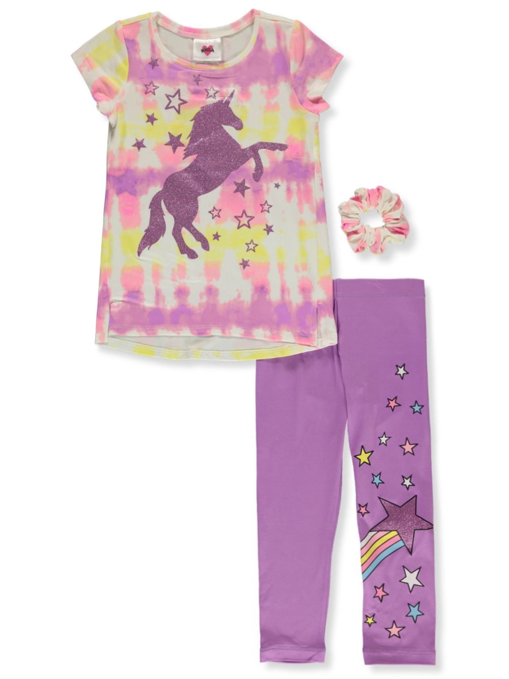 NEW Boutique Girls Pony Horse Pink Ruffle Tunic Dress & Leggings Outfit Set 