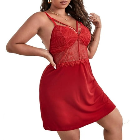 

Sexy Plain Spaghetti Strap Slip Dress Burgundy Sleeveless Plus Size Nightgowns & Sleepshirts