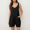 thumbnail image 2 of Huesdet Jumpsuits for Women Casual Summer Rompers Sleeveless Loose Spaghetti Strap Shorts Overalls Jumpers with Pockets(Black,L), 2 of 6