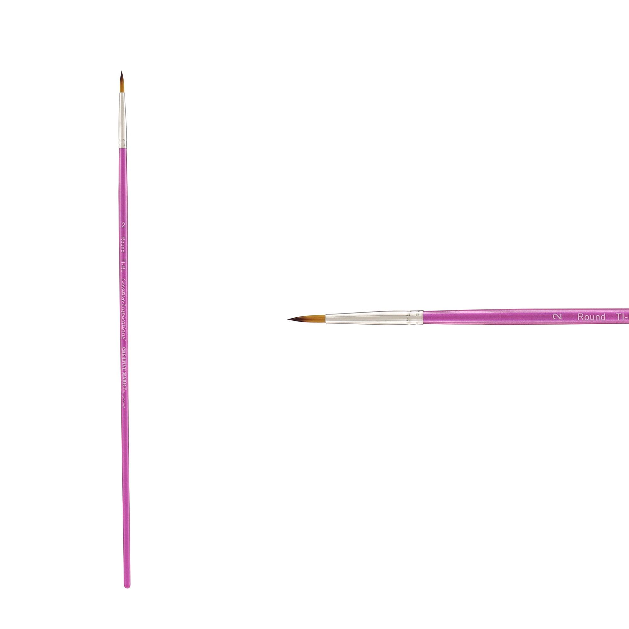 Creative Inspirations Dura-Handle Artist Paint Brush Long Solid Resin Handle Resists Chips & Cracks - Size Round #2 - 2 Pack