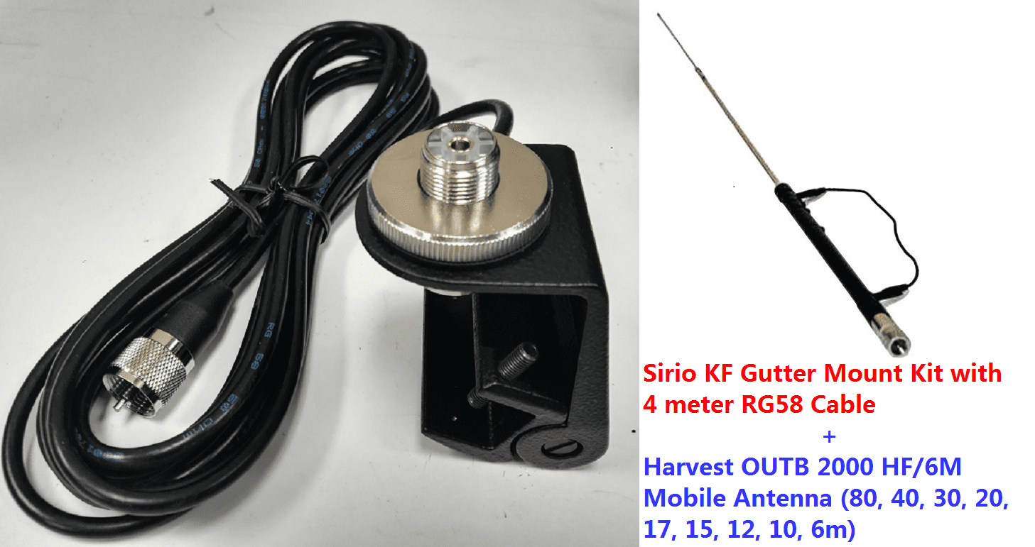Harvest OUTB2000 HF/6M Mobile Antenna and Sirio KF Gutter Mount