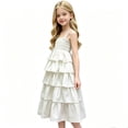thumbnail image 2 of Auroural Toddler Girls Clothes 5T To 6T Girls Spaghetti Strap Tiered Ruffle Dress Smocked Bodice Sleeveless Summer Casual Sundress Kids, 2 of 8