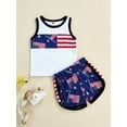 thumbnail image 2 of Bagilaanoe 4th of July Toddler Baby Boys Outfits American Flag Sleeveless Vest Tops Stripe Shorts Independence Day Clothes Set, 2 of 7