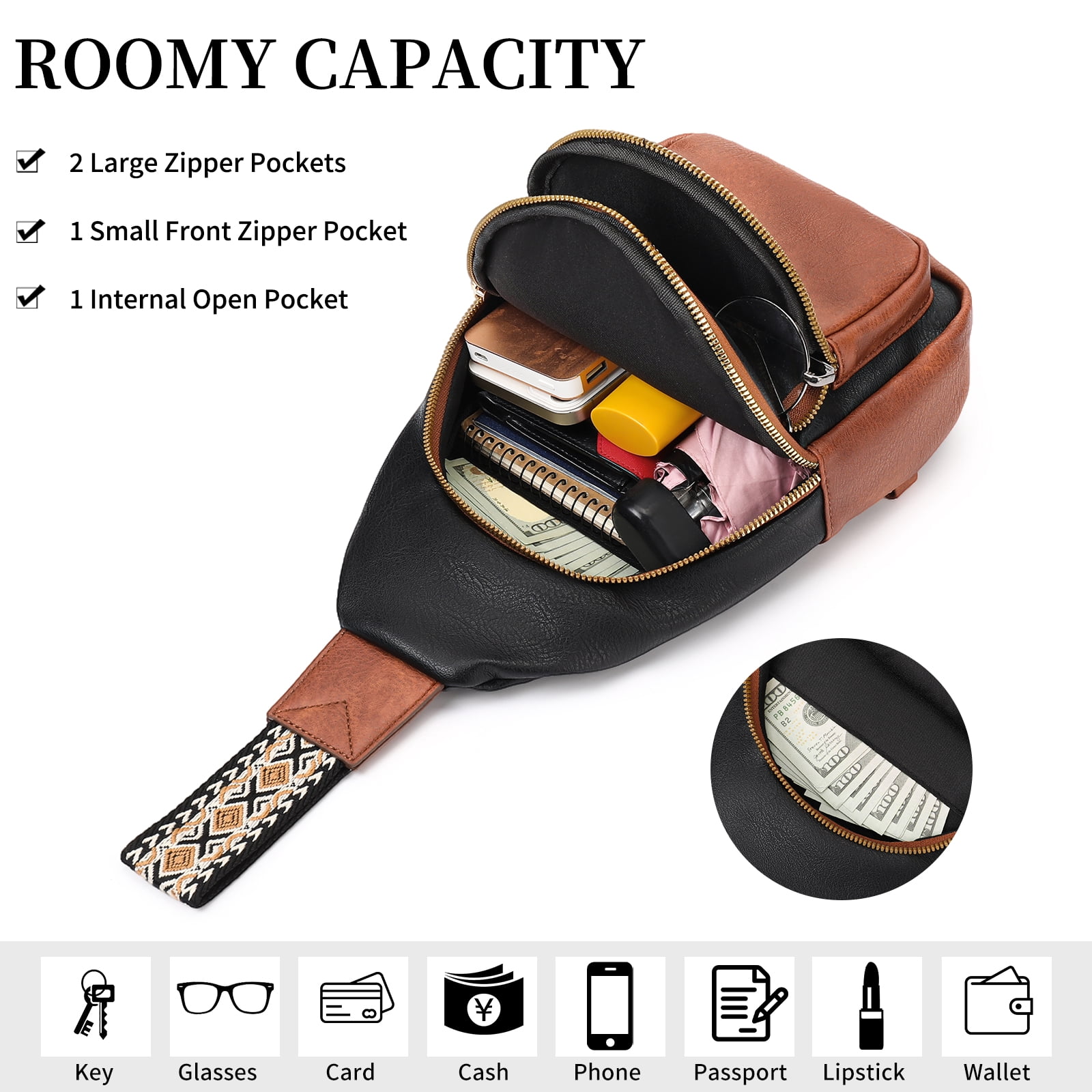 Falan Mule Sling Bag Crossbody Bags for Women Fanny Packs for Women Chest Bag for Work Shopping