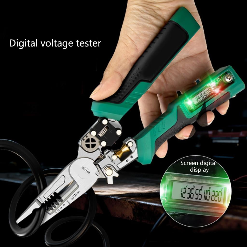 Osdhezcn Wire Stripper Tool Voltage Indicator Alarm Ergonomic Handle Carbon Steel for Electrical Maintenance