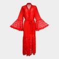 thumbnail image 6 of SwiftWear Women's Sheer Mesh Kimono Robe Heart Print Loungewear with Bell Sleeves & Tie Waist, Flowy Long Robe for Special Occasions Gifts, Red, 6 of 9