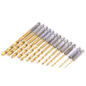13-Piece High Speed Steel Hex Shank Drill Bit Set with 1.5-6.5mm Sizes - Sharp Spiral Flutes for Efficient Drilling in Wood, Plastic, Iron, Steel, Copper & Aluminum - Compatible with Power Drills,