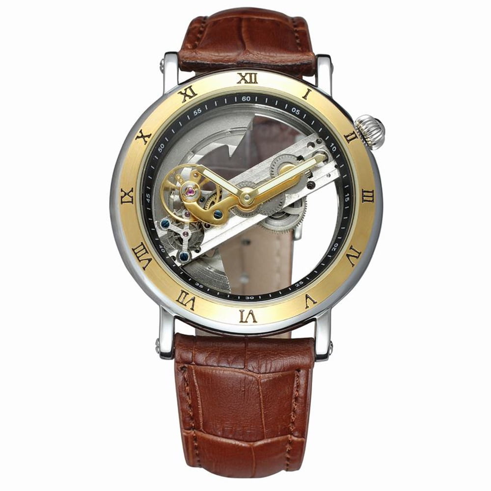 FORSINING Luxury Skeleton Automatic Mechanical Men Watch Self-Wind Stainless Steel/Genuine Leather Man Business Wristwatch Masculino Relogio + Box