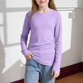 thumbnail image 2 of Jalioing Girls Long Sleeve Tops Ribbed Knit Crew Neck Casual Shirts Teens Kids Plain Basic T Shirts Girls Clothes, 2 of 8