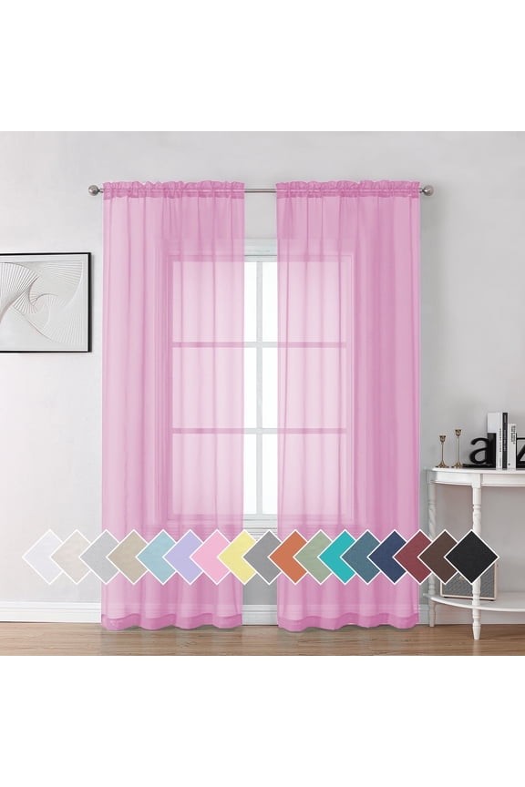 Pink Sheer Curtains 84 inch Lengh 2 Panels for Living Room, Privacy Semi Sheer Window Drapes for Bedroom Photography Backdrop Home Office, 42W x 84L inches, Light Pink 7 FT Long