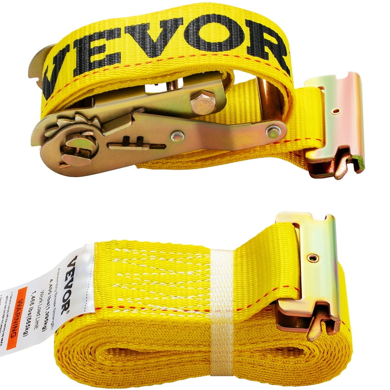 VEVOR E-Track Ratchet Strap, 18 Pack 2 x 15' E Track Straps 4400 lbs  Breaking Strength, w/ Polyester Webbing & Spring Fitting & Ratchets,  Durable Tie-Downs for Motorcycles, Tire, Trailer Loads 