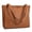 Light Brown, variant on Full-Grain Leather Work Tote Shoulder Bag, Large Capacity Designer Style Satchel, Handbag with Luggage Sleeve