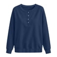 thumbnail image 4 of ZHYou Womens Long Sleeve Sweatshirts Henley Half Button Collared Loose Fit Drop Shoulder Casual Pullover Tops,Navy,Size S, 4 of 7