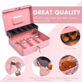 thumbnail image 2 of Cash Box with Lock and Money Tray Durable Metal Large Money Box .&#L x .&#W x .&#H Compartment Tray Spring Loaded Come with Key, 2 of 7