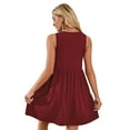 thumbnail image 3 of Women's V-neck Tank Top Dress Solid Color Casual Summer Pleated Loose Sleeveless Dresses, 3 of 7